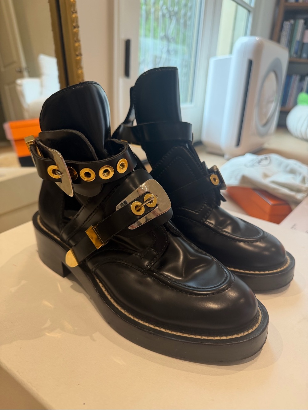Balenciaga Black Leather Ceinture Boots